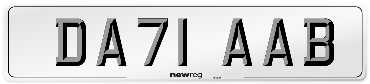 DA71 AAB Number Plate from New Reg